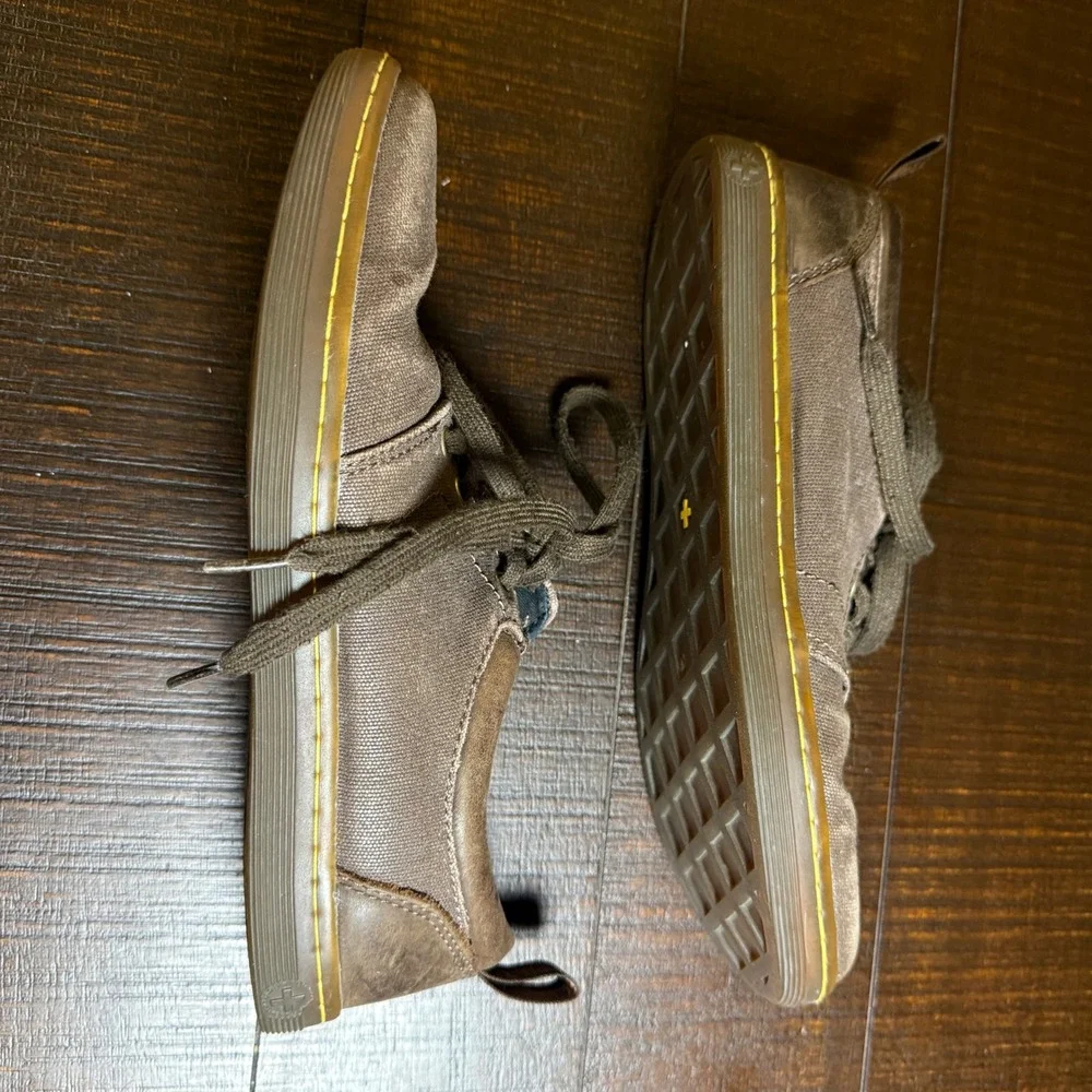 Dr. Martens Joseph Brown Canvas Leather Low Top‎ Sneakers Mens 9 Womens 10 42 EU